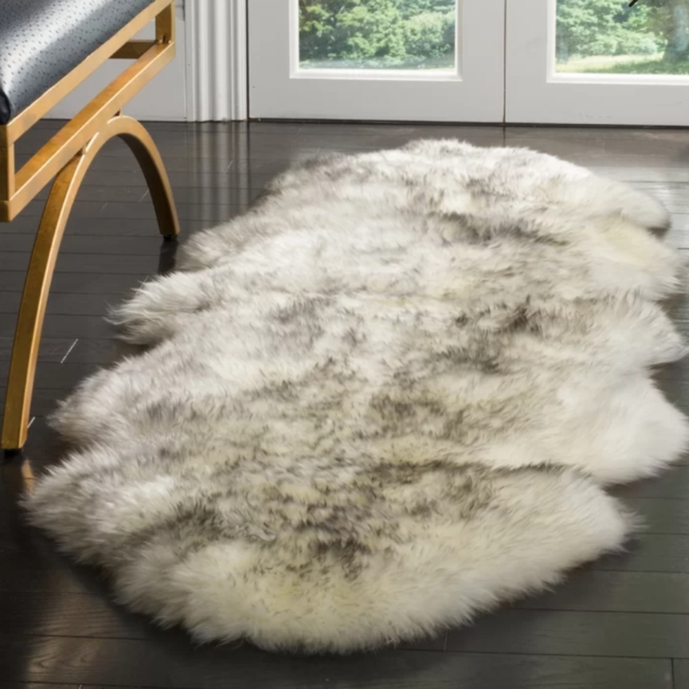 Luxurious Geneuine Sheepskin Rug (NZ) in Gray and Cream Ombre